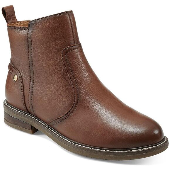 Easy Spirit Shoes - Easy Spirit Womens Juna Brown Leather Ankle Zipper Booties Shoes Imperfections